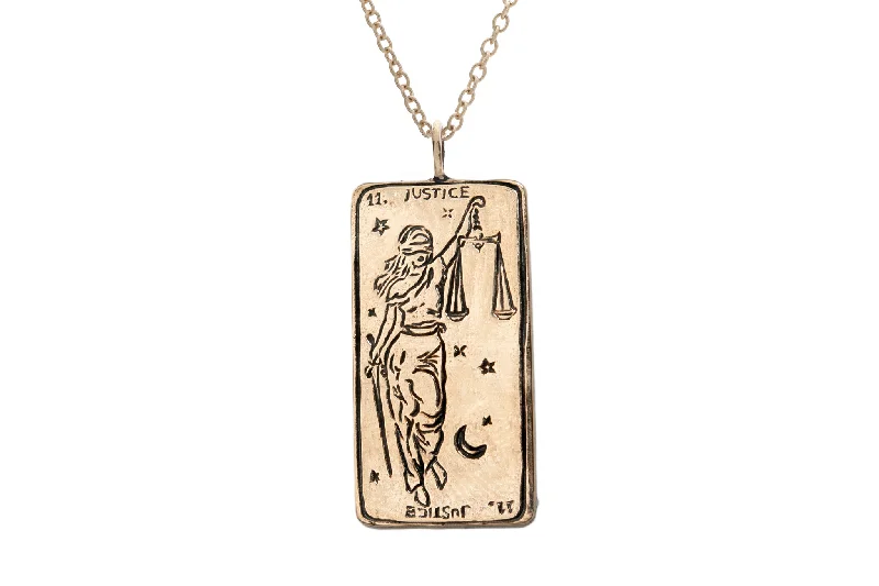 Ladies crystal necklaces-Justice Tarot Card Necklace