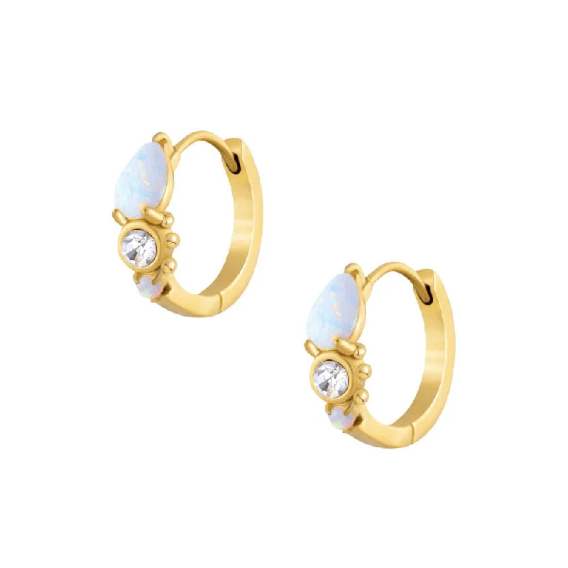 Ladies sapphire earrings-Mirabel Opal Hoop Earrings