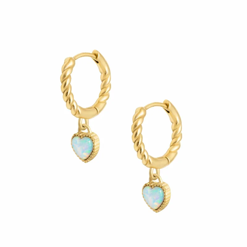 Ladies drop gemstone earrings-Tilly Opal Hoop Earrings