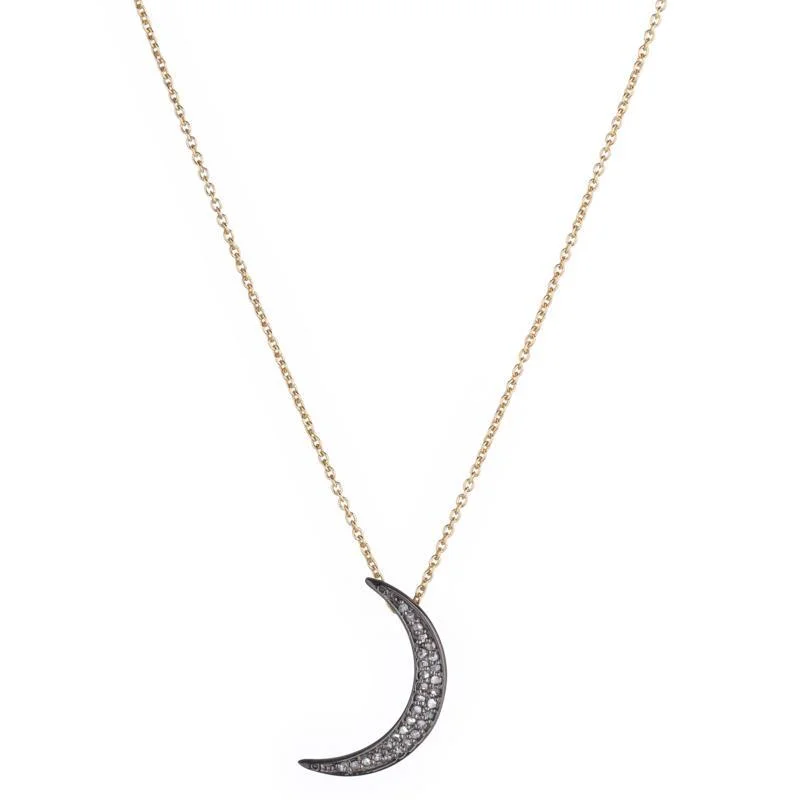 Ladies infinity charm necklaces-Diamond Moon Necklace