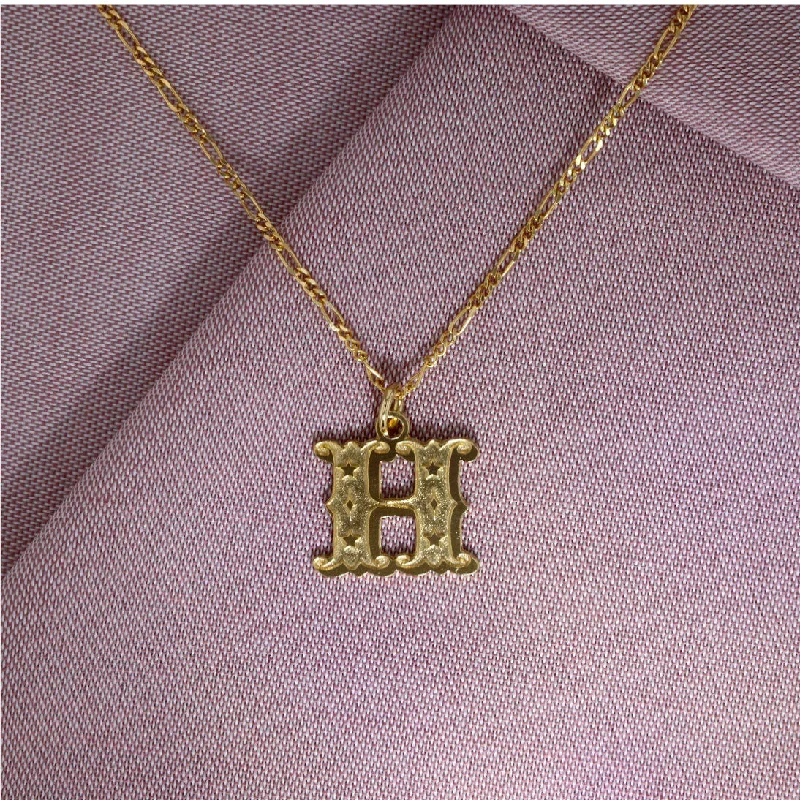 Ladies statement necklaces-Circus Letter H Gold Plated Necklace