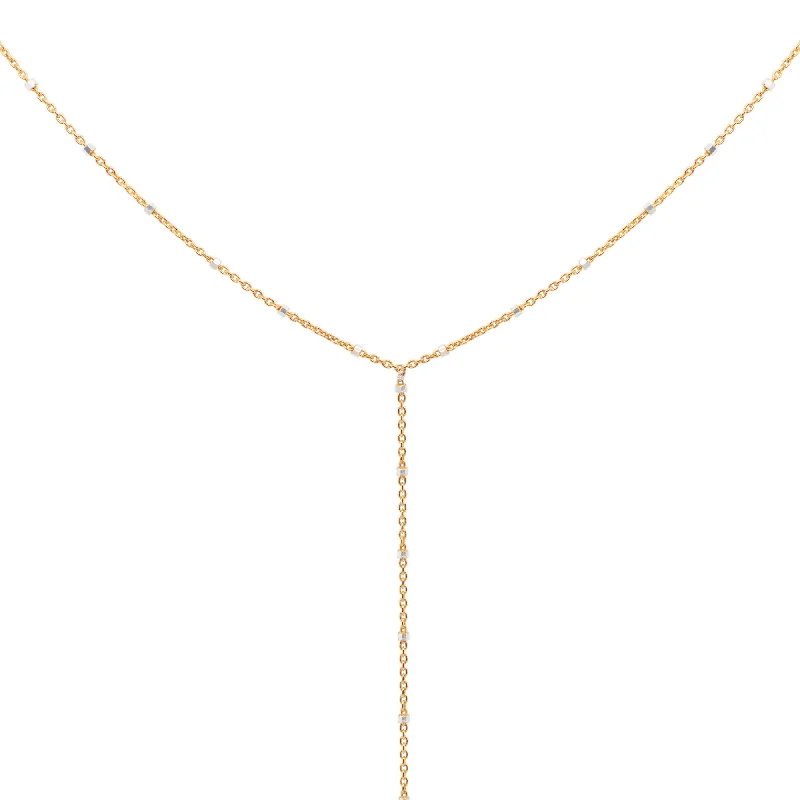 Ladies sterling silver necklaces-Disa Y 18K Gold Plated Necklace