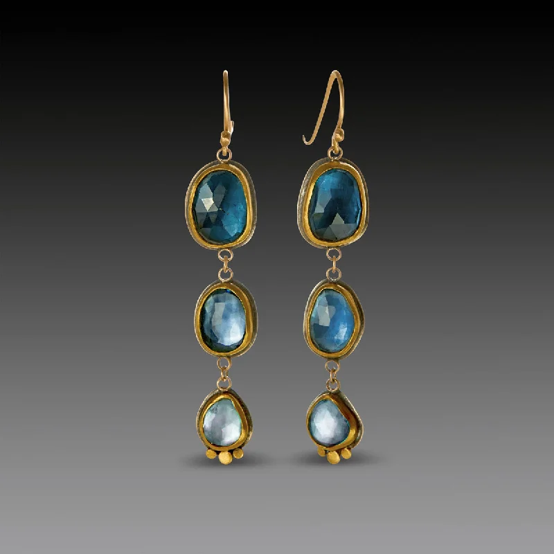 Ladies minimalist earrings-Ombre Blue Topaz Drop Earrings