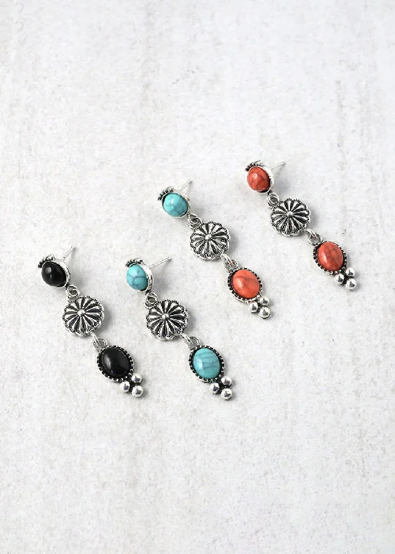 Ladies boho earrings-Dangling Drop Earrings - Gemstones