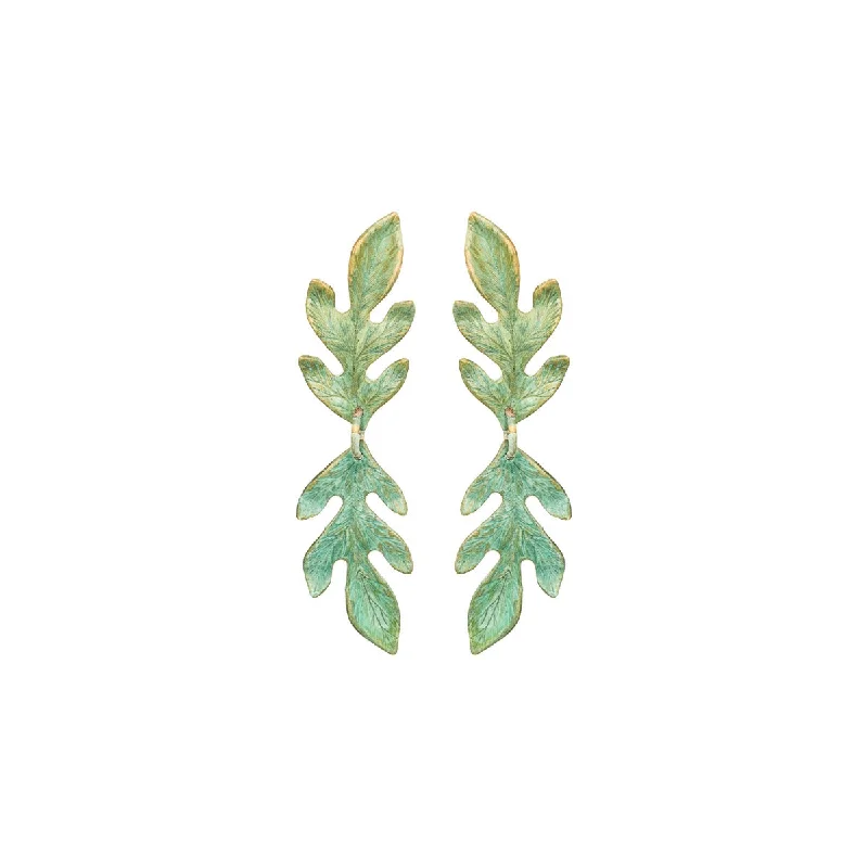 Ladies turquoise earrings-Oak Leaves Studs