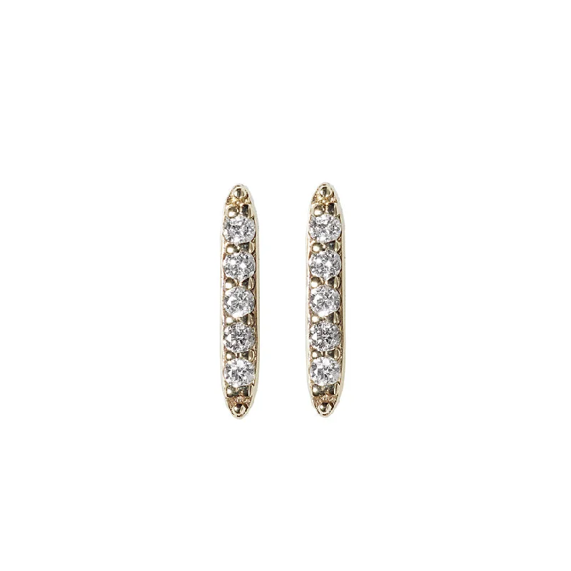 Ladies bridal hoop earrings-Baby Diamond Bar Studs