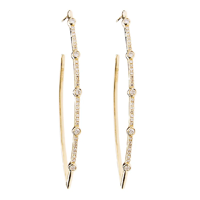 Ladies drop hoop earrings-Sticks & Stones Marquise Hoop Earring