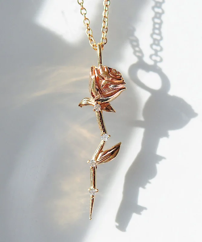 Ladies crystal drop necklaces-Celestial Rose Necklace