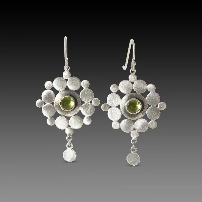 Ladies crystal stud earrings-Sterling & Peridot Mandala Earrings