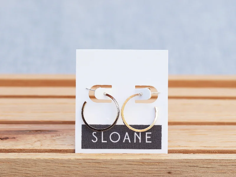 Ladies sterling silver hoop earrings-Square Everyday Hoops