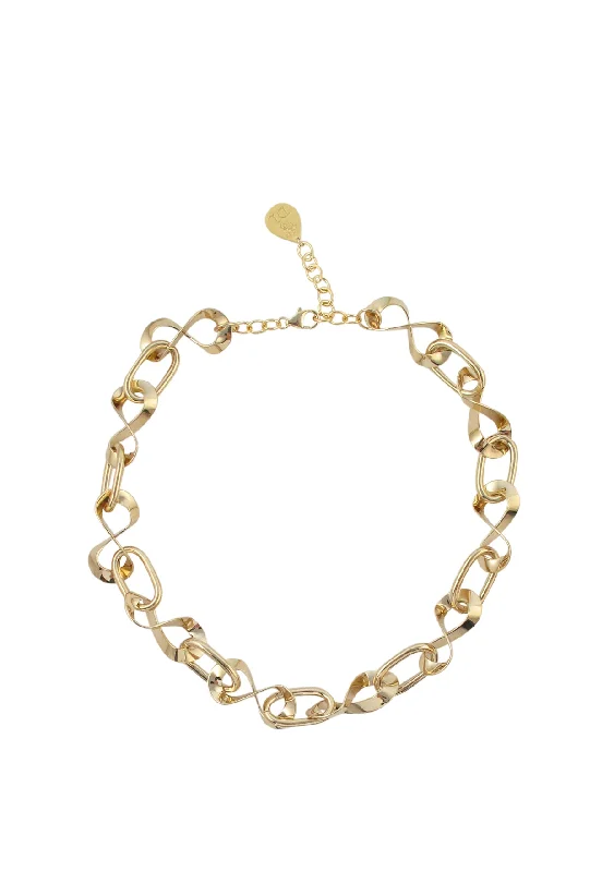 Ladies charm necklaces-Gold Infinity Chain Necklace