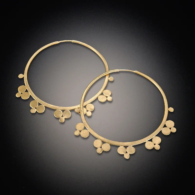 Ladies statement earrings-22k Gold Trios Hoop Earrings