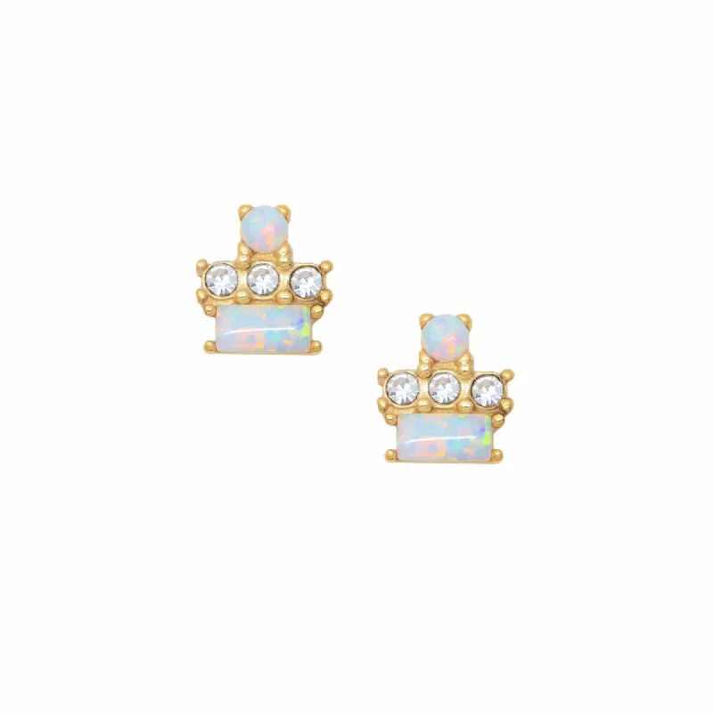 Ladies colorful earrings-Evita Opal Stud Earrings