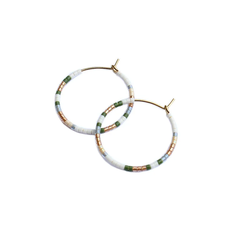 Ladies tribal earrings-Ana Hoops / SM - White