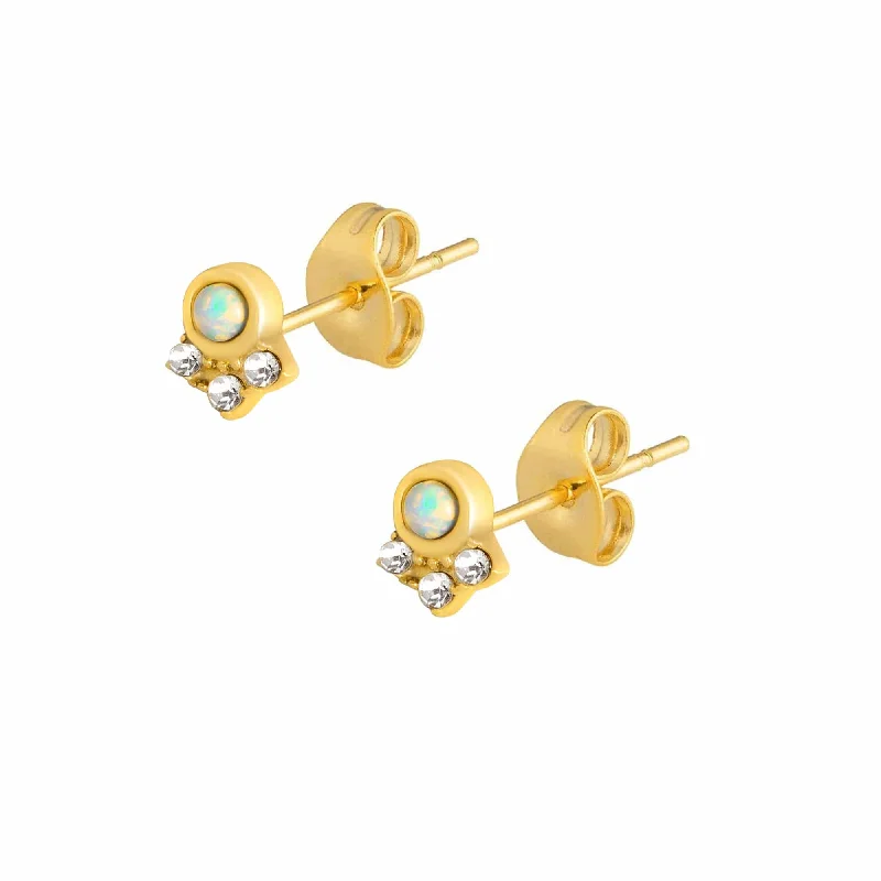 Ladies emerald earrings-Indus Opal Stud Earrings