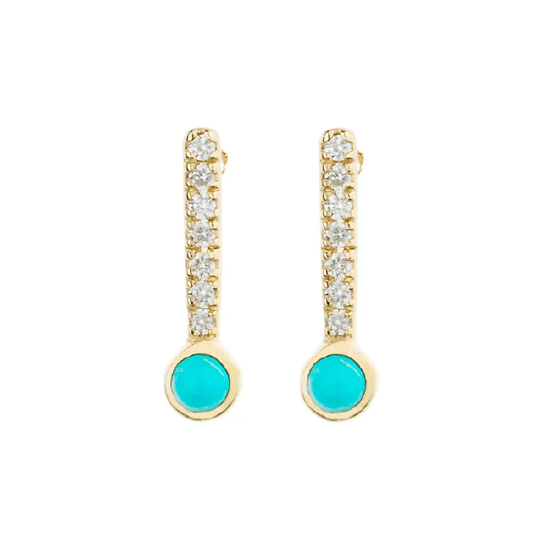 Ladies turquoise earrings-Diamond and Turquoise Sticks & Stones Stud Earring