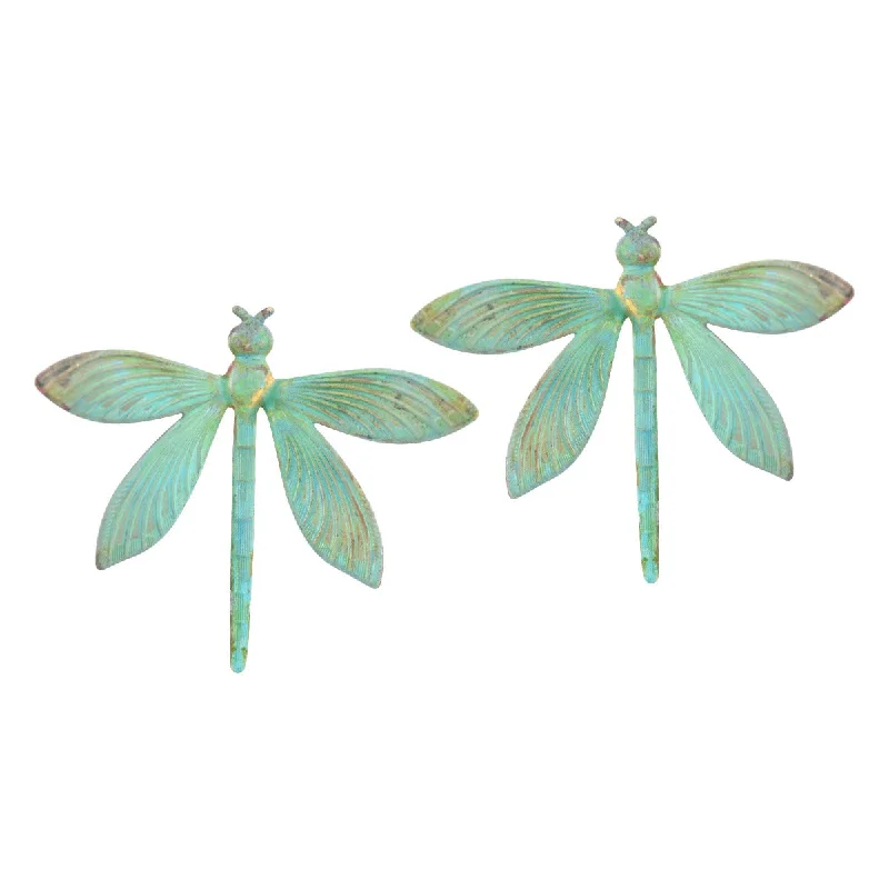 Ladies crystal earrings-Verdigris Dragonfly Earrings