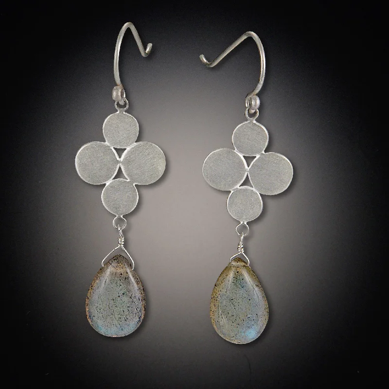 Ladies infinity earrings-Multi Disk with Labradorite Drop Earrings