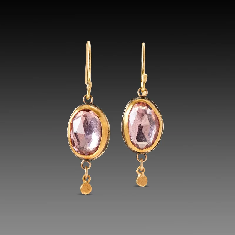 Ladies luxury hoop earrings-Pink Tourmaline Earrings