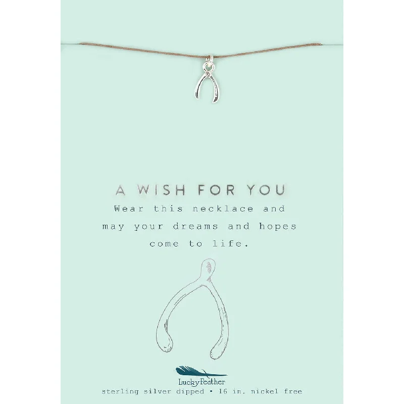 Ladies wedding necklaces-A Wish For You - Silver Wishbone Necklace