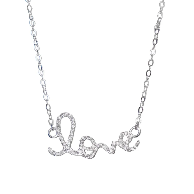 Ladies moon and star necklaces-The Script Love Silver Horizontal Necklace Bling