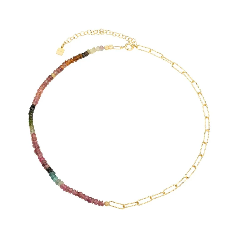 Ladies pendant necklaces-Brianda 18K Gold Plated Necklace w. Tourmaline