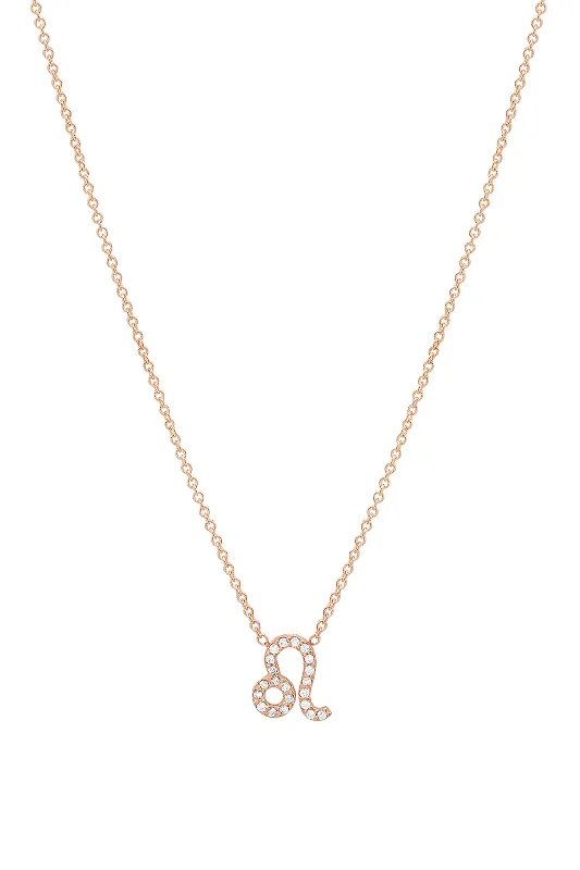 Ladies sterling silver heart necklaces-Rose Gold Diamond Leo Necklace