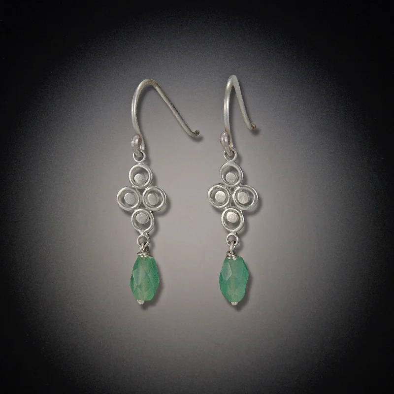 Ladies fashion earrings-Small Filigree Earrings with Chrysoprase