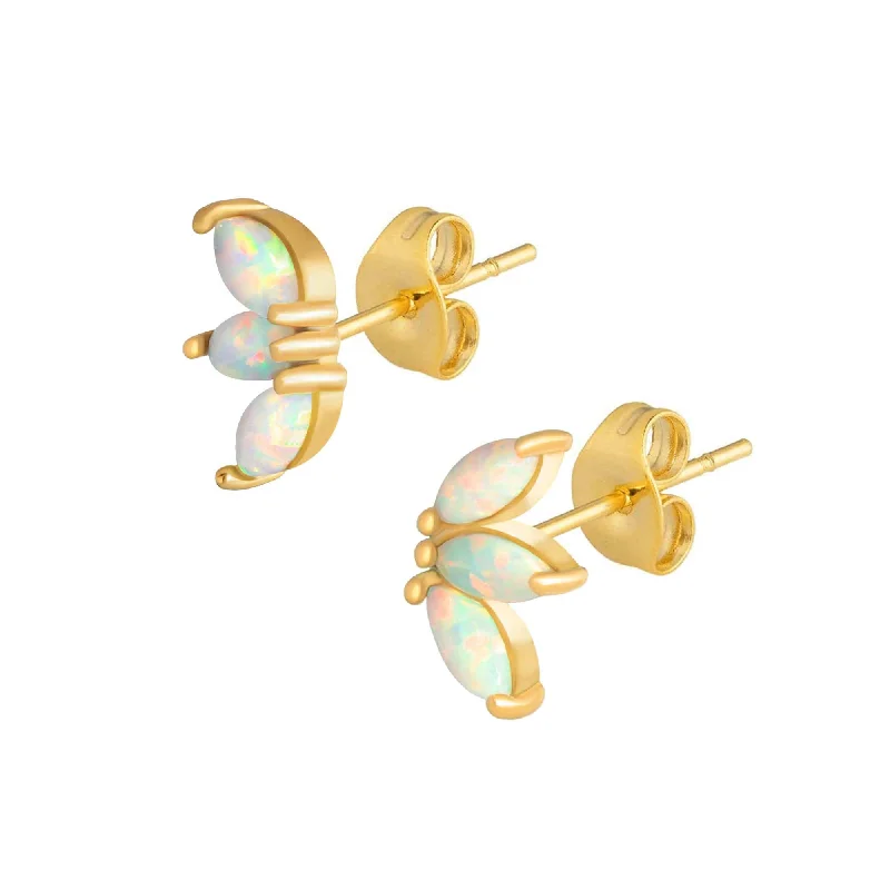 Ladies floral stud earrings-Mercury Opal Stud Earrings