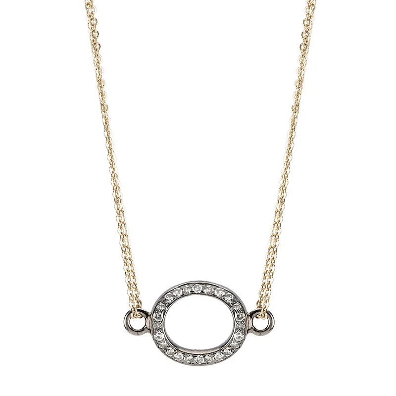 Ladies two-tone necklaces-Diamond Open Oval Necklace