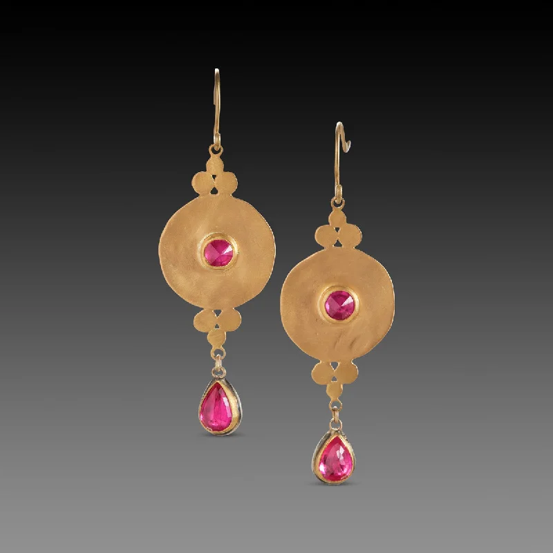 Ladies teardrop diamond earrings-Elegant Ruby Earrings