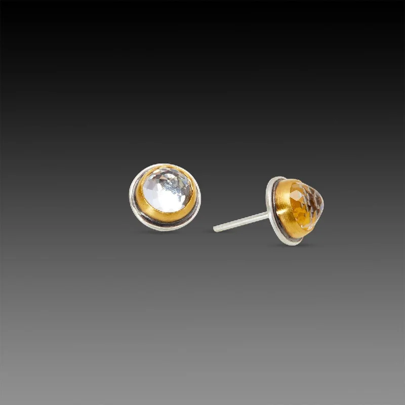 Ladies drop earrings-Clear White Topaz Stud Earrings