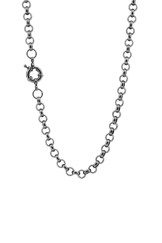 Ladies collar necklaces-Link Chain Whitegoldplated Necklace