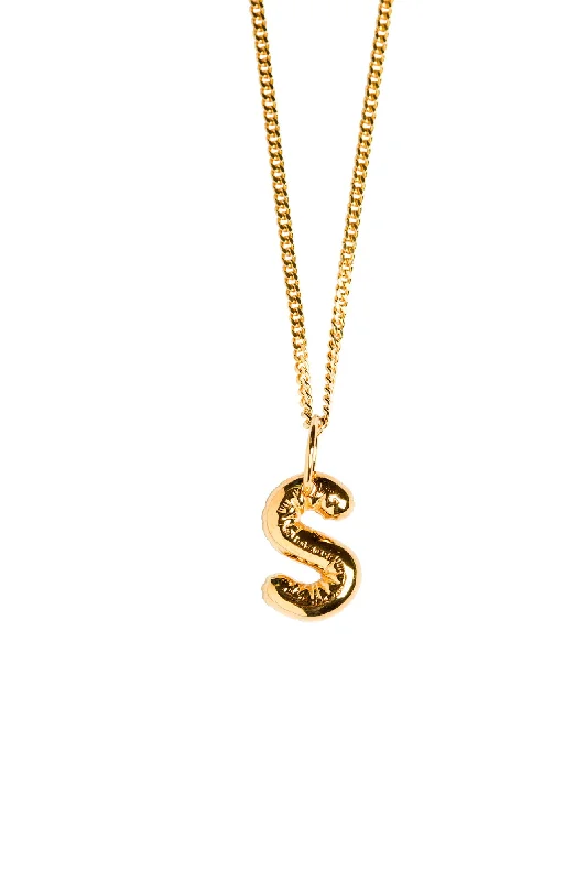 Ladies contemporary necklaces-Letter S Gold Plated Necklace