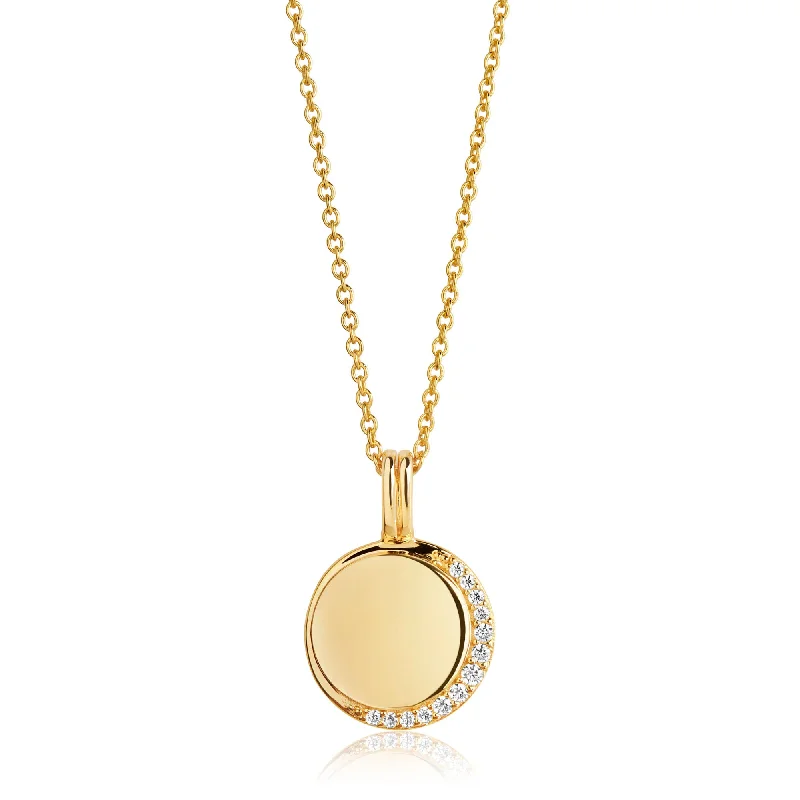 Ladies infinity necklaces-Portofino round Gold Plated Necklace w. White Zirconias