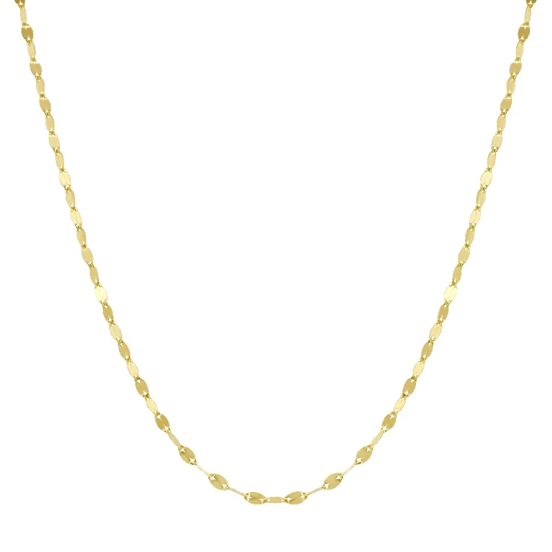 Ladies personalized necklaces-Flat Sequin Chain Necklace, 14k