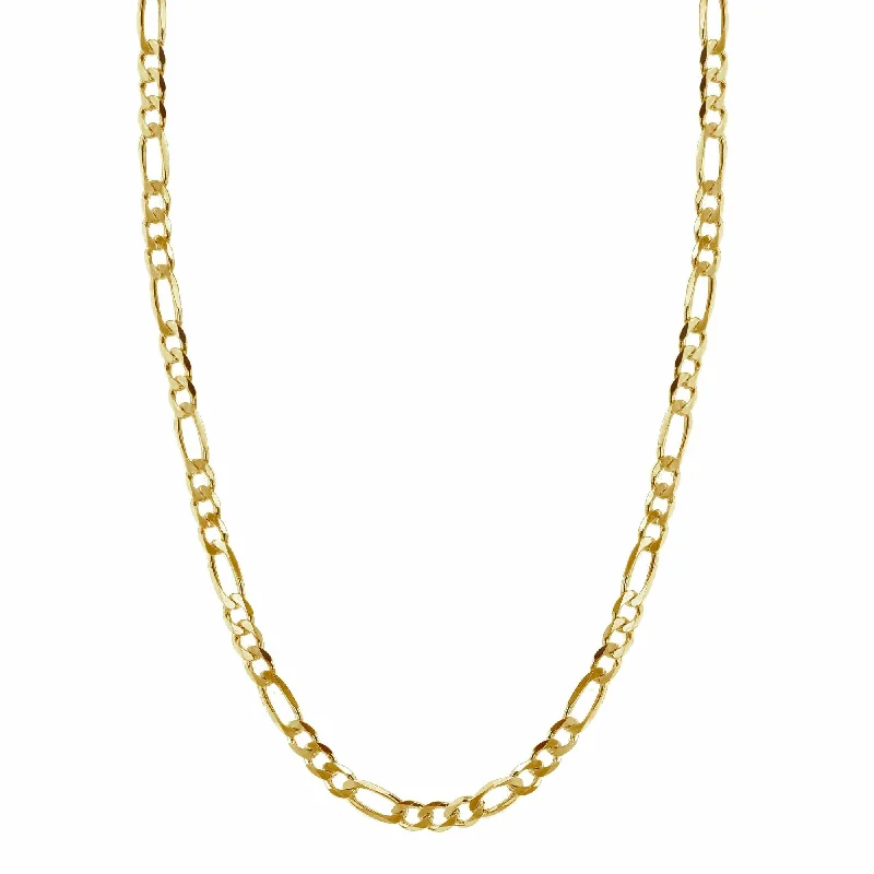 Ladies charm bead necklaces-Flat Figaro Gold Plated Necklace