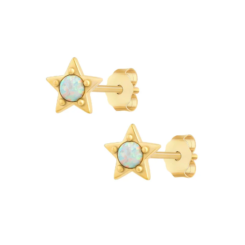 Ladies adjustable hoop earrings-Caprice Opal Stud Earrings