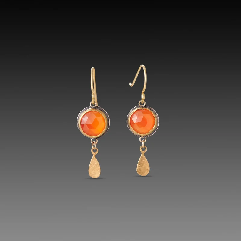 Ladies gold chandelier earrings-Rose Cut Carnelian Earrings