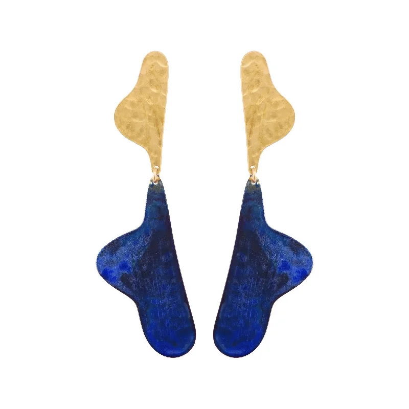 Ladies gold hoop earrings-Navy Sculptura Earrings