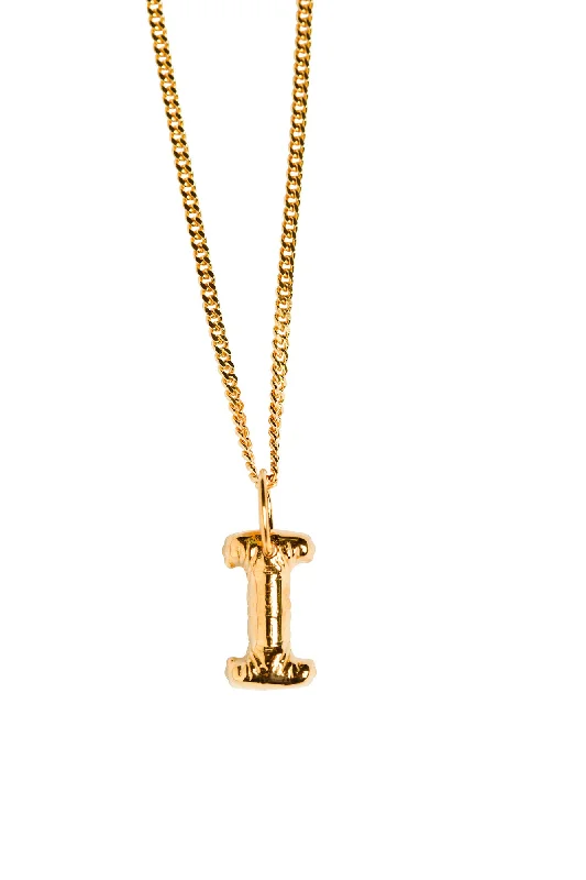 Ladies vintage gold necklaces-Letter I Gold Plated Necklace