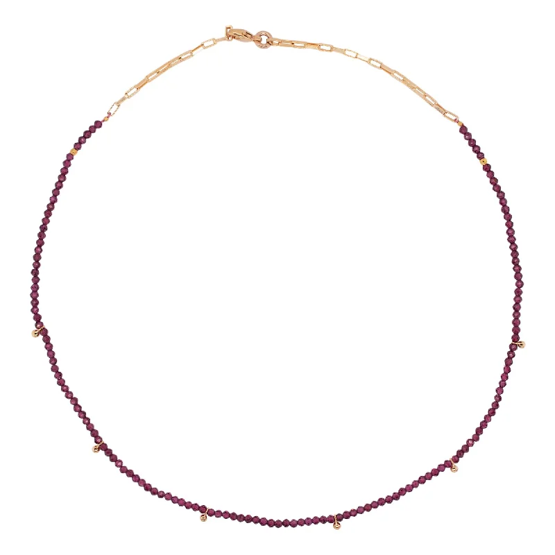 Ladies birthstone charm necklaces-Gold Plated Necklace w. Garnet