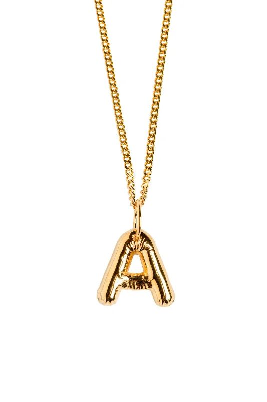 Ladies holiday charm necklaces-Letter A Gold Plated Necklace