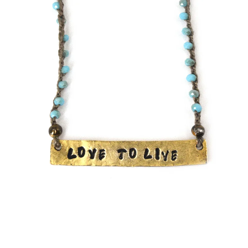 Ladies pearl necklaces-Beaded Love To Live Plaque Necklace