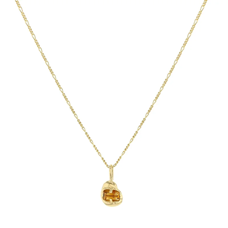 Ladies wedding day necklaces-Vital Gold Plated Necklace w. Orange Zirconia