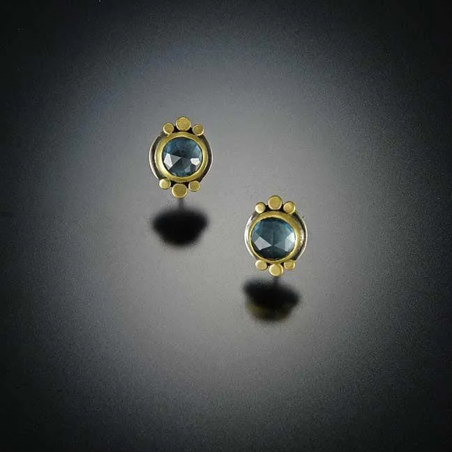 Ladies statement earrings-London Blue Topaz 22k Stud Earrings