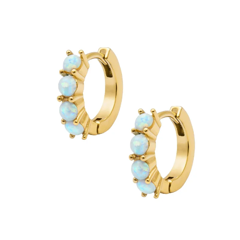 Ladies romantic earrings-Tia Opal Hoop Earrings