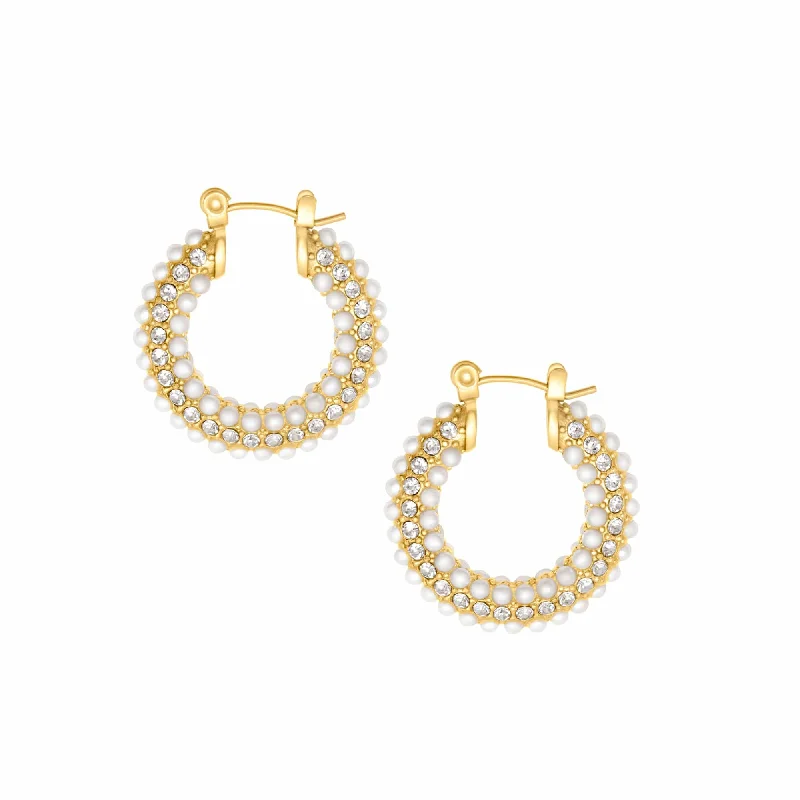 Ladies boho earrings-Eloise Pearl Hoop Earrings