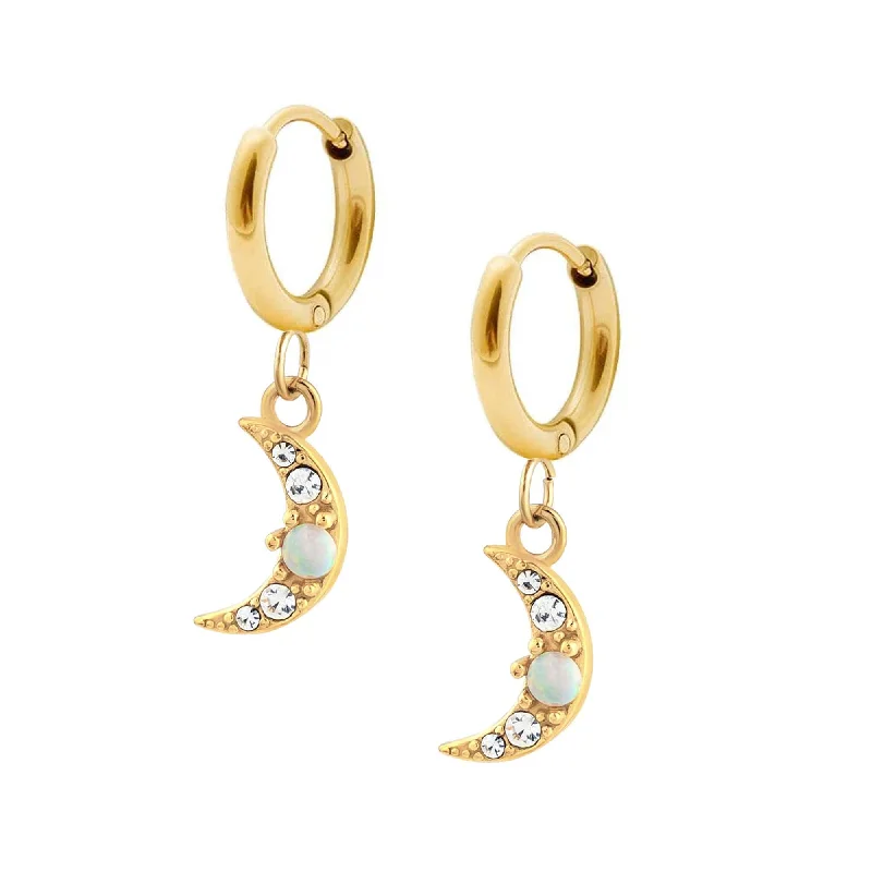 Ladies designer earrings-Golddust Opal Hoop Earrings