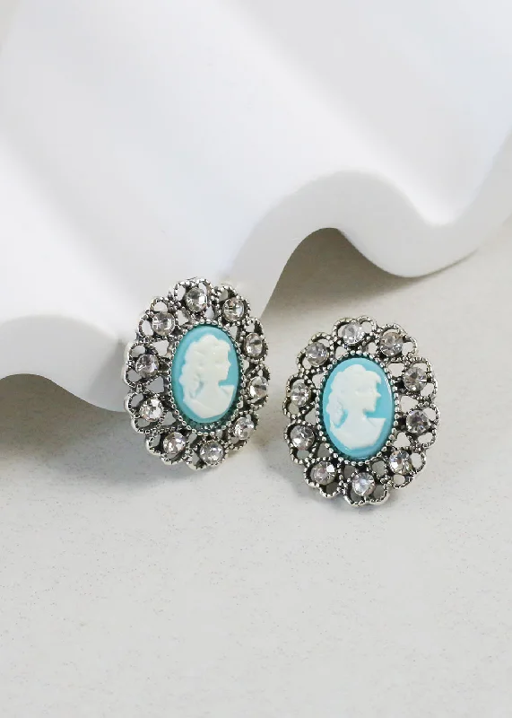 Ladies silver drop earrings-Vintage-Inspired Cameo Earrings